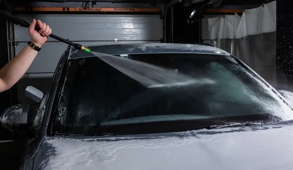 Mobile car detailing headliner shampooing and vehicle services at customer locations.